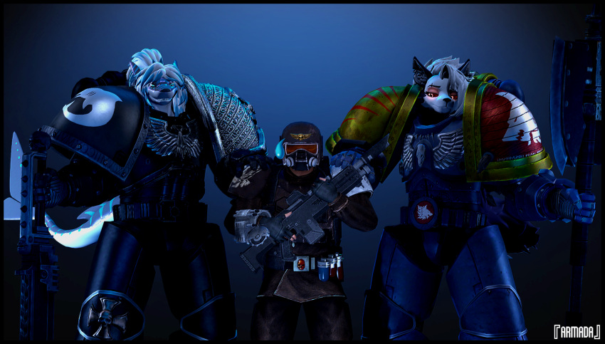 3d_(artwork) adeptus_astartes ambiguous_gender animal_humanoid anthro armada armada_(artist) armor axe blue_eyes blue_stripes canid canid_demon canid_humanoid canine canine_humanoid canis chainsword demon digital_media_(artwork) female fish fish_humanoid garry's_mod group hair hellhound helluva_boss hi_res human humanoid humanoid_pointy_ears imperial_guard intersex intersex/male lasgun loona_(helluva_boss) male male/female mammal mammal_humanoid marine marine_humanoid nika_sharkeh red_eyes shark shark_humanoid shark_tail space_marine space_shark space_wolves stripes trio warfare_machine warhammer_(franchise) warhammer_40000 white_hair wolf wolf_humanoid