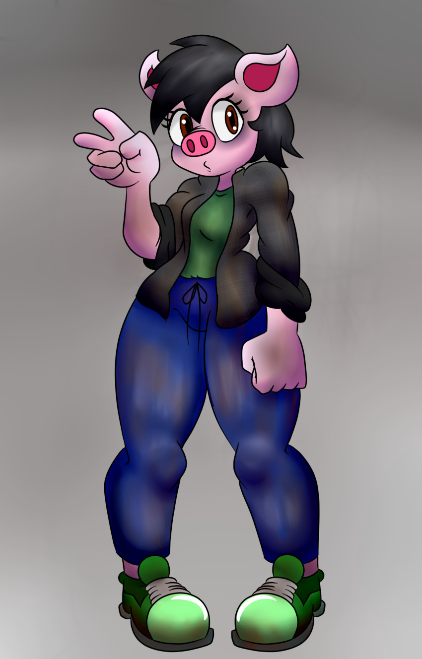 anthro dirty domestic_pig fan_character female gal hi_res humanoid ima_thing invalid_tag mammal mud piggy pink solo suid suina sus_(pig)