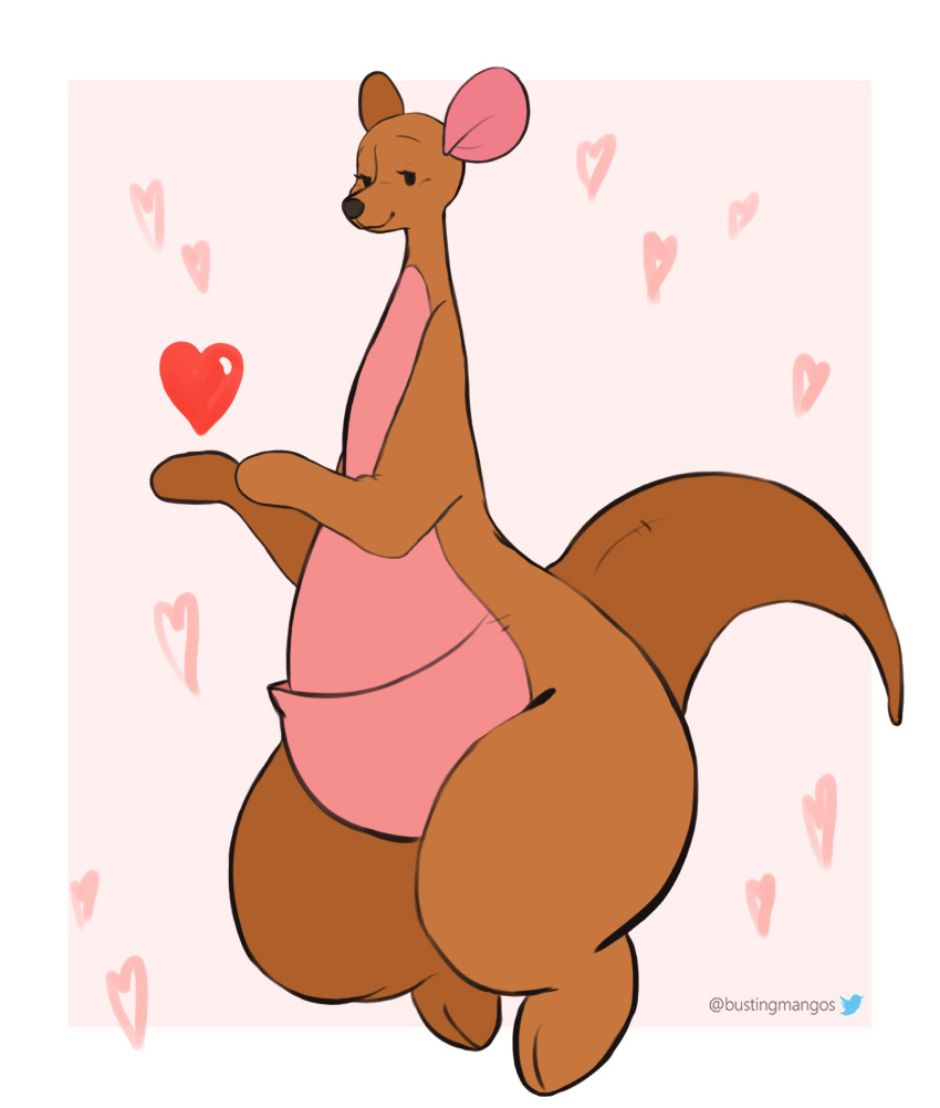 &lt;3 2023 anthro black_nose bottom_heavy brown_body bustingmangos curvy_figure digital_media_(artwork) disney eyebrows eyelashes female half-closed_eyes hi_res kanga kangaroo macropod mammal marsupial mature_female mitten_hands multicolored_body narrowed_eyes pink_ears pouch_(anatomy) simple_background smile solo tail thick_thighs wide_hips winnie_the_pooh_(franchise)