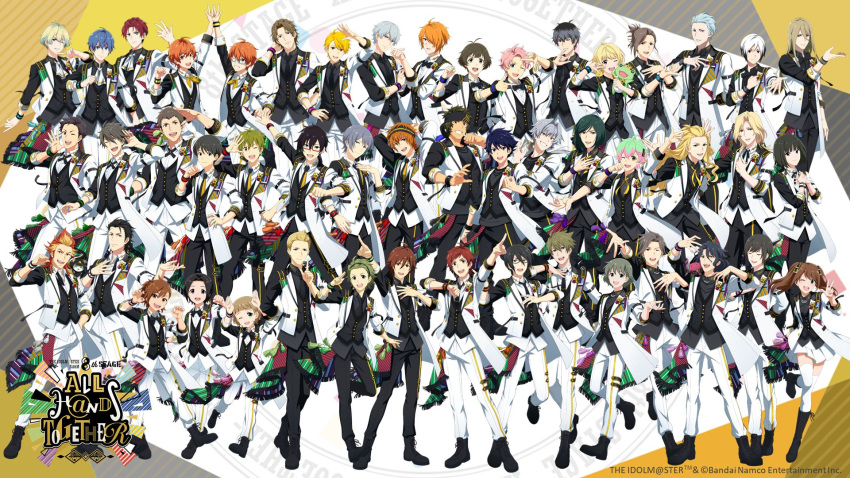 6+boys ahoge akai_suzaku akiyama_hayato akizuki_ryo akuno_hideo altessimo_(idolmaster) amagase_touma amamine_shu animal_on_shoulder aoi_kyosuke aoi_yusuke asselin_bb_ii beit_(idolmaster) black_hair blonde_hair boots braid brothers brown_hair c.first_(idolmaster) cafe_parade_(idolmaster) cat cat_on_shoulder child copyright_name dramatic_stars_(idolmaster) enjoji_michiru f-lags_(idolmaster) frame_(idolmaster) full_body fuyumi_jun glasses green_eyes green_hair grey_hair hair_between_eyes hanamura_shoma hanazono_momohito hazama_michio high_five high_x_joker_(idolmaster) highres himeno_kanon idol idolmaster idolmaster_side-m ijuuin_hokuto iseya_shiki jupiter_(idolmaster) kabuto_daigo kaerre kagura_rei kamiya_yukihiro kashiwagi_tsubasa kimura_ryu kitamura_sora kiyosumi_kuro kizaki_ren koron_chris kurono_genbu kuzunoha_amehiko legenders_(idolmaster) long_hair maita_rui male_focus mayumi_eishin mitarai_shouta mizushima_saki mofumofuen_(idolmaster) multicolored_hair multiple_boys nekoyanagi_kirio nyako_(idolmaster) official_art okamura_nao one_eye_closed open_mouth orange_hair pierre_bichelberger pink_hair red_hair s.e.m_(idolmaster) sai_(idolmaster) sakaki_natsuki sakuraba_kaoru shingen_seiji shinonome_soichiro shinsoku_ikkon_(idolmaster) siblings smile streaked_hair stuffed_animal stuffed_frog stuffed_toy tachibana_shiro_(idolmaster) taiga_takeru takajo_kyoji tendo_teru the_kogado_(idolmaster) tsukumo_kazuki tsuzuki_kei twins twintails uzuki_makio w_(idolmaster) wakazato_haruna watanabe_minori yamashita_jiro