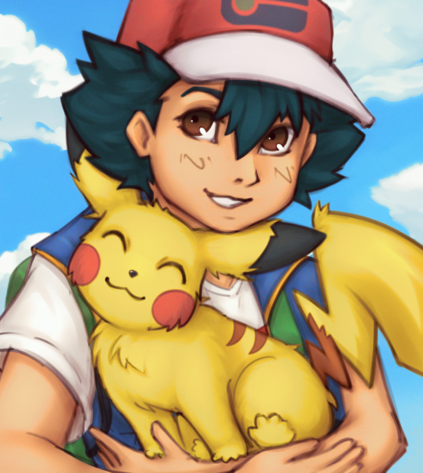 ash_ketchum clothing duo elronya generation_1_pokemon hi_res human male mammal nintendo pikachu pokemon pokemon_(species)