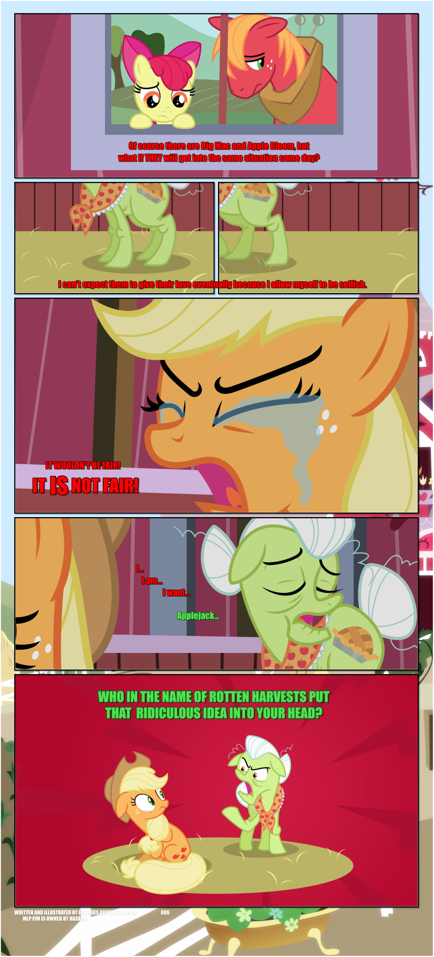 absurd_res apple_bloom_(mlp) applejack_(mlp) big_macintosh_(mlp) black_border bodily_fluids border brother_(lore) brother_and_sister_(lore) clothing cowboy_hat crying cutie_mark dialogue ears_down ears_up earth_pony english_text equid equine estories female feral friendship_is_magic frown grandchild_(lore) granddaughter_(lore) grandmother_(lore) grandmother_and_grandchild_(lore) grandmother_and_granddaughter_(lore) grandmother_and_grandson_(lore) grandparent_(lore) grandparent_and_grandchild_(lore) grandson_(lore) granny_smith_(mlp) group hasbro hat headgear headwear hi_res horse inside male mammal my_little_pony outside pivoted_ears pony sibling_(lore) sister_(lore) sitting standing sweet_apple_acres tears text wide_eyed window