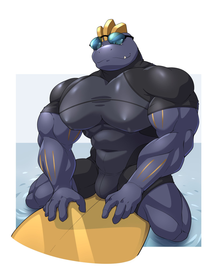 abs eyewear generation_1_pokemon goggles hi_res humanoid machoke maldu male muscular muscular_humanoid muscular_male nintendo pecs pokemon pokemon_(species) surfboard