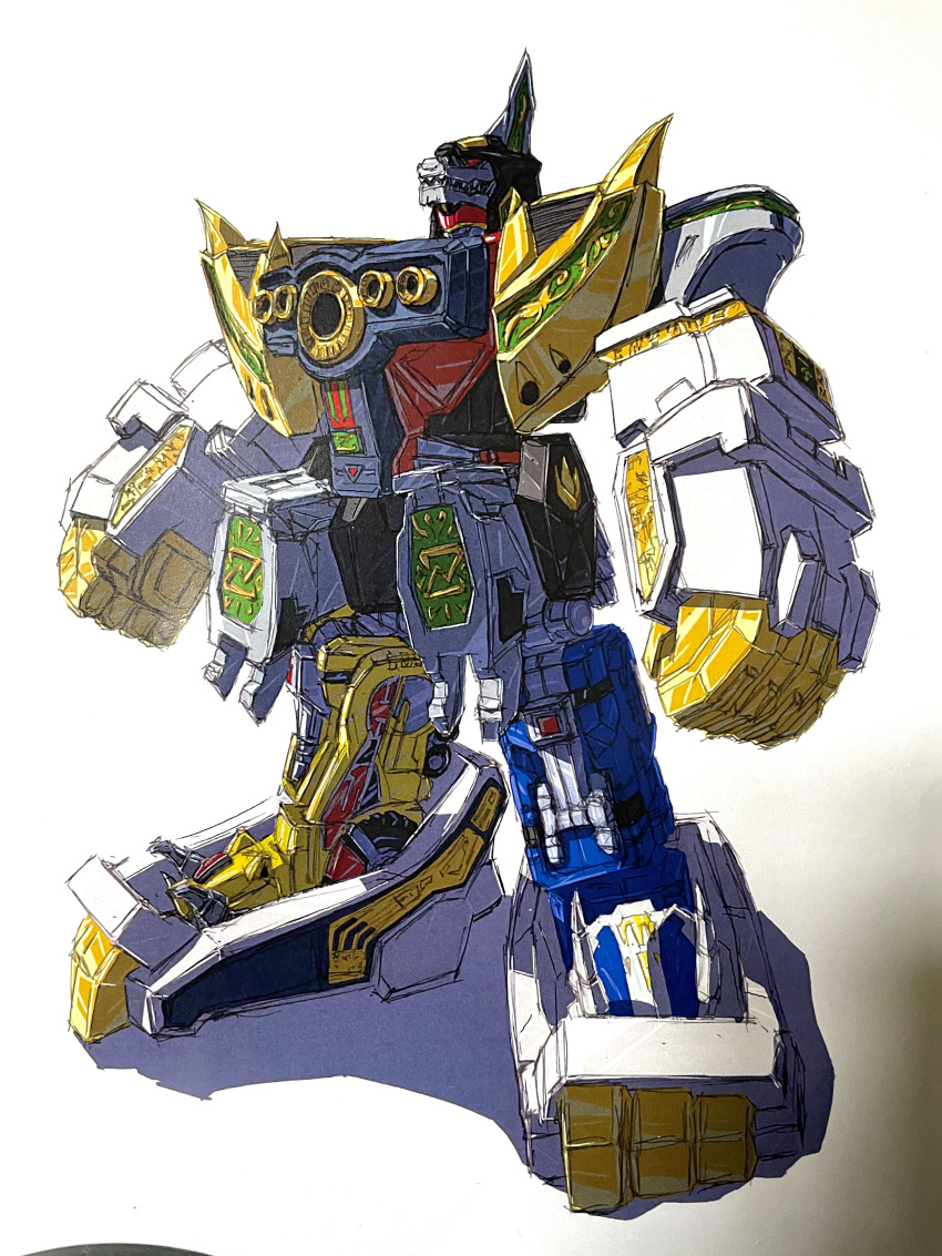 absurdres armor daizyuzin dragon_caesar gattai highres horns king_brachion kyouryuu_sentai_zyuranger mecha mecha_focus megazord mighty_morphin_power_rangers no_humans power_rangers redesign robot samurai55555 standing super_robot super_sentai tokusatsu ultimate_daizyuzin ultrazord weapon zyutei_daizyuzin