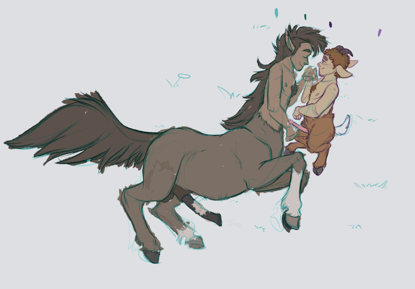 animal_genitalia animal_penis balls biped body_hair boyfriends brown_body brown_fur brown_hair caprine_penis centaur chest_hair cloven_hooves colored_sketch curled_hair digital_media_(artwork) duo equid equid_taur equine_genitalia equine_penis eyes_closed freckles fur genitals hair hand_holding hi_res hooves horn humanoid_pointy_ears humanoid_taur leg_markings littlestfuzz long_penis lying male male/male mammal mammal_taur mane markings mohawk multicolored_penis nipples on_side orange_body orange_fur orange_hair penis quadruped romantic romantic_couple satyr sheath size_difference sketch smaller_male socks_(marking) tail taur thin_penis two_tone_penis unfinished unguligrade unguligrade_legs white_markings