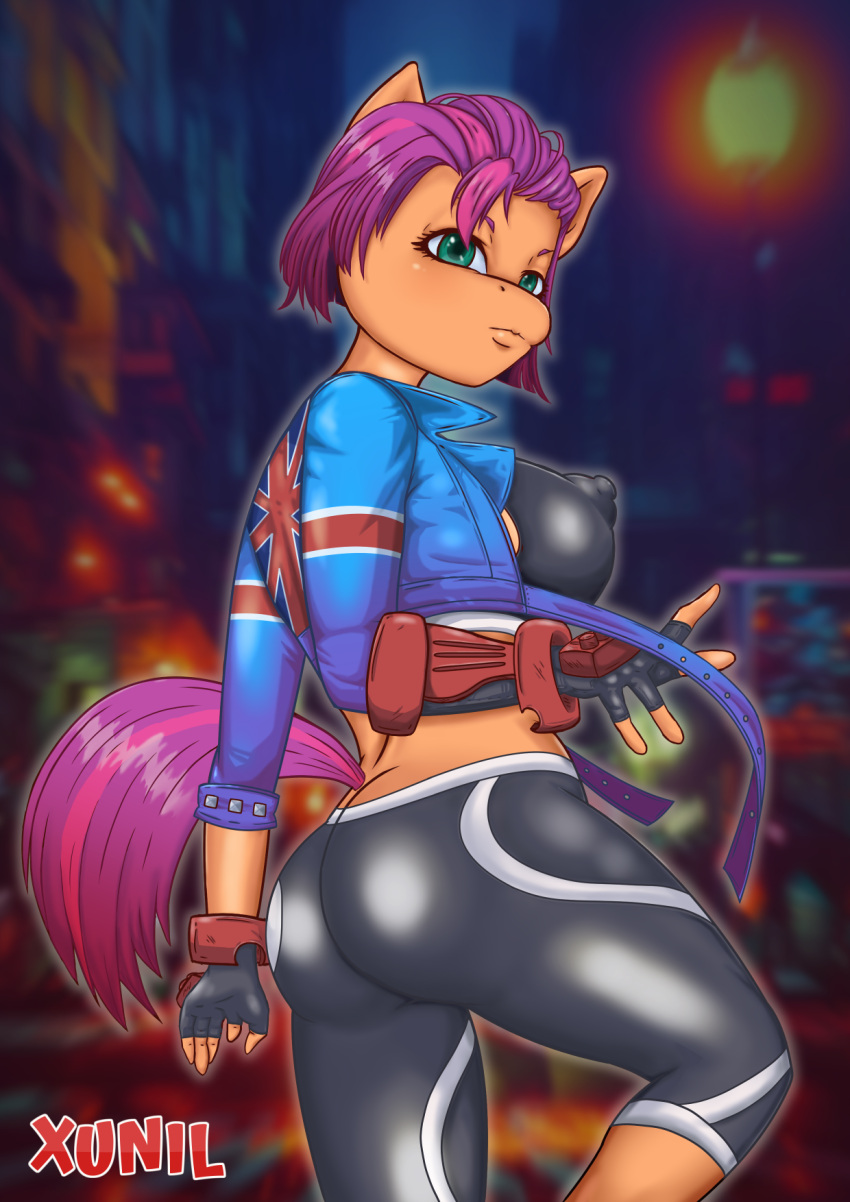 anthro big_breasts big_butt breasts butt cammy_white capcom cosplay equid equine female hasbro hi_res horse mammal mlp_g5 my_little_pony pony street_fighter sunny_starscout_(mlp) thick_thighs wide_hips xunil763