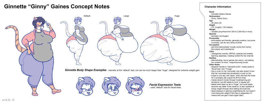 2019 absurd_res anthro belly big_belly big_breasts big_butt bottomwear breasts butt clothing copyright_symbol digital_media_(artwork) domestic_cat english_text eyes_closed eyewear facial_expressions felid feline felis female footwear fur ginny_(satsumalord) glasses hair hi_res huge_belly huge_breasts huge_butt huge_thighs mammal morbidly_obese morbidly_obese_anthro morbidly_obese_female obese obese_anthro obese_female open_mouth overweight overweight_anthro overweight_female panties pants satsumalord shirt shoes sketch solo striped_body striped_fur stripes symbol text thick_thighs topwear toyger underwear