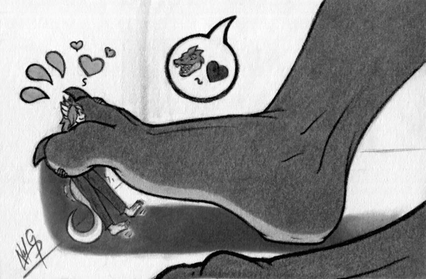 &lt;3 3_toes alef-gp anthro anthrofied between_toes claws crocodile crocodilian crocodylid desta_(thatdratini) dragonair feet female generation_1_pokemon girly graphite_(artwork) greyscale hair larger_anthro larger_female male micro monochrome nintendo nisha_(saatchi) pictographics plantigrade pokemon pokemon_(species) reptile scalie size_difference smaller_anthro smaller_male smile speech_bubble tail toe_claws toes traditional_media_(artwork)