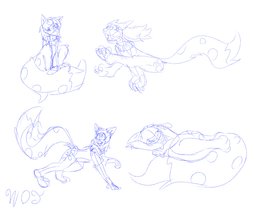 absurd_res all_fours girly hair hi_res long_hair long_tail nicky_(wot) rough_sketch running sleeping slim tail wot zoomies