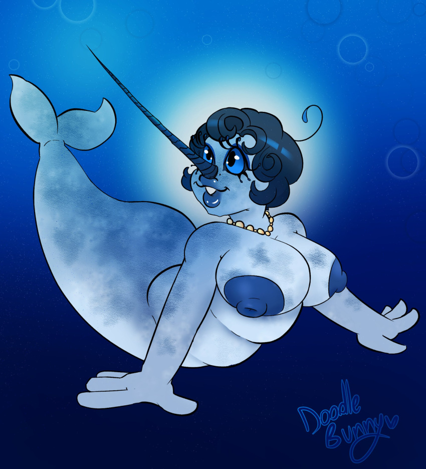 &lt;3 animal_humanoid anthro big_breasts big_butt big_nipples black_eyes blue_background blue_body blue_eyes blue_hair blue_lips blue_skin breasts butt cetacean cetacean_humanoid chubby_female cowlick diving doodlebunnyart excited eyelashes eyelashes_through_hair facial_horn female fish fish_humanoid hair head_tuft hi_res horn horned_humanoid humanoid jewelry lips looking_up mammal marine marine_humanoid merfolk mermay narwhal_humanoid necklace necklace_only nipples nose_horn nude sea signature simple_background slightly_chubby smile solo split_form swimming tail teeth thick_tail translucent translucent_hair tuft underwater underwater_view water whale_tail wide_hips