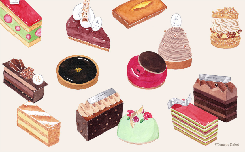 artist_name cake cake_slice chocolate_cake food food_focus fruit kuboitomoko no_humans original painting_(medium) raspberry simple_background still_life strawberry strawberry_slice traditional_media watercolor_(medium) white_background