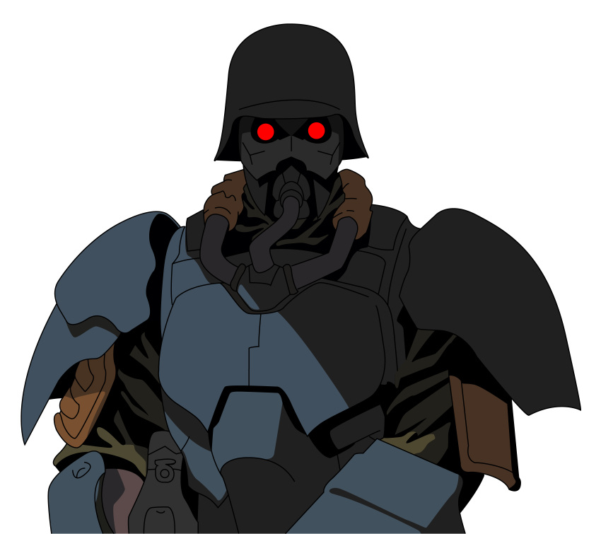 1other ambiguous_gender arm_guards armor breastplate gas_mask glowing glowing_eyes gun helmet highres jin-roh kerberos_saga machine_gun mask military_helmet minimalism pauldrons protect_gear red_eyes science_fiction scotman303 shaded_face shadow shoulder_armor stahlhelm transparent_background vector_art vector_trace weapon