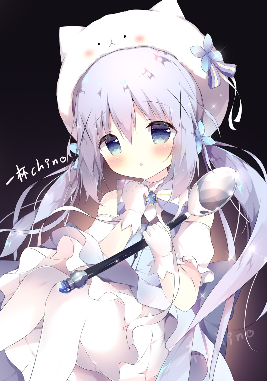 blue_eyes gloves gochuumon_wa_usagi_desu_ka? hair_ornament highres kafuu_chino magical_girl onlylovechino pantyhose solo tippy_(gochiusa) x_hair_ornament