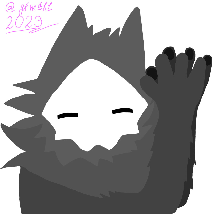 2_ears 2_eyes absurd_res ambiguous_gender anthro black_body black_fur canid canine canis changed_(video_game) eyes_closed fur gfmshl goo_creature hi_res lying male mammal mask pawpads puro_(changed) simple_background sleeping solo white_background wolf