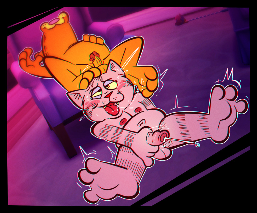 2023 3_toes :3 anthro anthro_on_anthro areola balls belly bodily_fluids cum cumshot digital_media_(artwork) domestic_cat duo ejaculation erection feet felid feline felis foot_fetish foreskin fritz_the_cat fritz_the_cat_(character) fur garfield_(series) garfield_the_cat genital_fluids genitals grey_body grey_fur hi_res humanoid_genitalia humanoid_penis male male/male mammal masturbation navel nipples nude open_mouth open_smile orange_body orange_fur orgasm orgasm_face penile penile_masturbation penis pink_nose saliva saliva_on_foot sex smile teeth the-alfie-incorporated toes tongue tongue_out