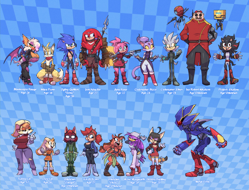 amy_rose anthro archie_comics avian badger bandanna bat big_breasts bigdad bird blaze_the_cat breasts canid canine canis chipmunk cleavage clothed clothing cream_the_rabbit cubot daughter domestic_cat dr._eggman echidna english_text eulipotyphlan eyewear felid feline felis female footwear fox gadget_the_wolf glasses ground_squirrel group hammer hand_wraps hedgehog hi_res high_heels hirundinid honey_the_cat human kerchief knuckles_the_echidna lagomorph leporid lineup machine male mammal metal_sonic miles_prower monotreme mother mother_and_child mother_and_daughter mustelid musteline orbot oscine parent parent_and_child passerine rabbit robot rodent rouge_the_bat sally_acorn sciurid sega shadow_the_hedgehog silver_the_hedgehog sonic_boom sonic_riders sonic_the_fighters sonic_the_hedgehog sonic_the_hedgehog_(archie) sonic_the_hedgehog_(comics) sonic_the_hedgehog_(series) sticks_the_jungle_badger swallow_(bird) text tools vanilla_the_rabbit wave_the_swallow wolf wraps