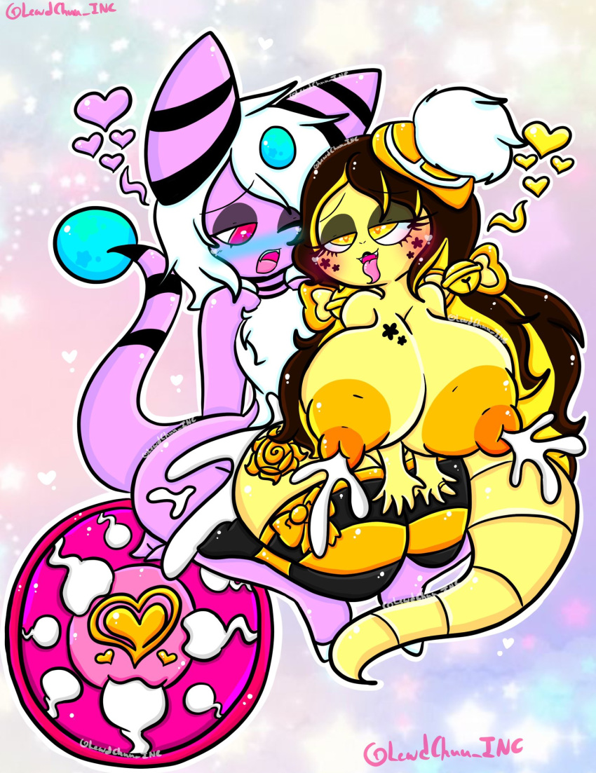 &lt;3 ampharos anthro arbok big_breasts blush bodily_fluids breast_milking breasts brown_hair clothing cum cum_inside duo ejaculation female generation_1_pokemon generation_2_pokemon genital_fluids hair hi_res impregnation lactating legwear lemon_(lewdchuu) lewdchuu_(artist) male male/female nintendo ovum ovum_with_heart pink_eyes pokemon pokemon_(species) purple_hair shiny_pokemon sperm_cell star stockings white_hair yellow_body yellow_eyes