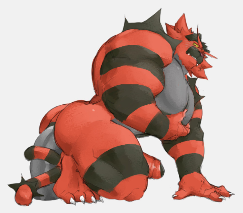 anal anal_penetration anthro big_butt big_dildo blush butt dildo erection felid fur generation_7_pokemon genitals hi_res humanoid humanoid_genitalia humanoid_penis incineroar male mammal muscular muscular_anthro muscular_male nintendo nude pecs penetration penis phosbara pokemon pokemon_(species) red_body red_fur sex sex_toy simple_background solo