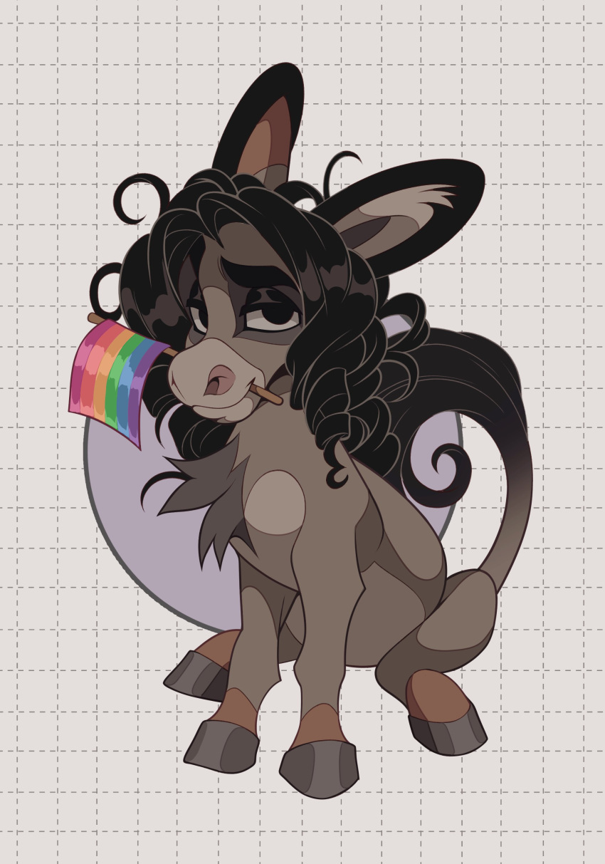 absurd_res asinus black_body black_fur black_hair brown_body brown_fur chest_tuft donkey equid equine feral fur grey_body grey_fur hair half-closed_eyes hi_res hooves lgbt_history_month lgbt_pride male mammal narrowed_eyes pattern_background pride_color_flag pride_colors rainbow_pride_colors simple_background smile solo tail tail_tuft terribleanimal tony_(terribleanimal) tuft