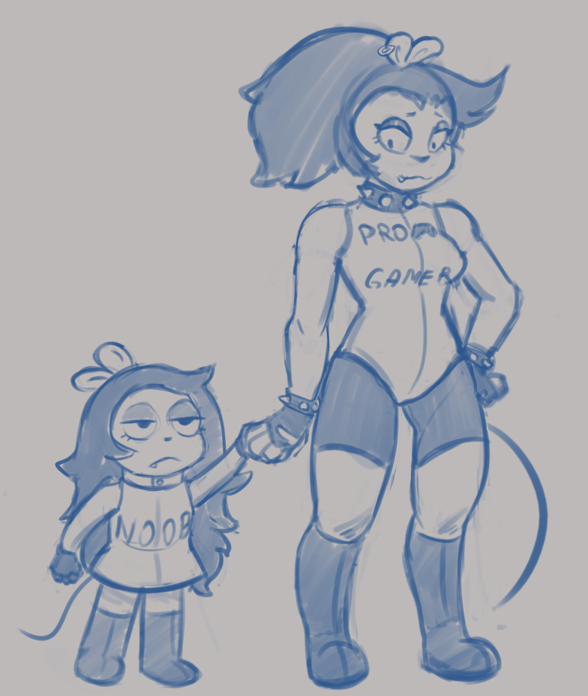 2022 age_difference aged_up anthro biped boots bottomwear bracelet breasts cartoon_network clothed clothing collar duo ear_piercing ear_ring english_text eyebrows fangs female fingerless_gloves fink_(ok_k.o.!_lbh) footwear gloves gym_bottomwear gym_clothing gym_shorts hair half-closed_eyes hand_holding handwear hi_res jewelry larger_female leotard long_hair looking_at_another mammal monochrome murid murine narrowed_eyes ok_k.o.!_let's_be_heroes older_female piercing rat ring_piercing rodent shorts simple_background size_difference smaller_female spiked_bracelet spiked_collar spikes stupidgnoll teeth text text_on_clothing text_on_topwear topwear younger_female