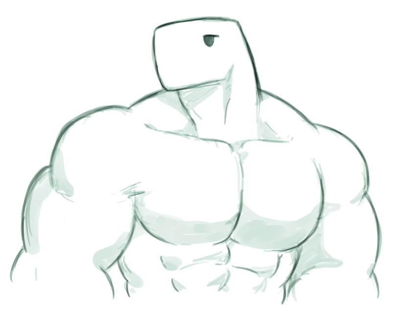 anthro dinosaur dynogreeno hi_res largo_(dynogreeno) looking_away male muscular muscular_anthro muscular_arms muscular_male reptile scalie shirtless shirtless_male simple_background simple_eyes solo