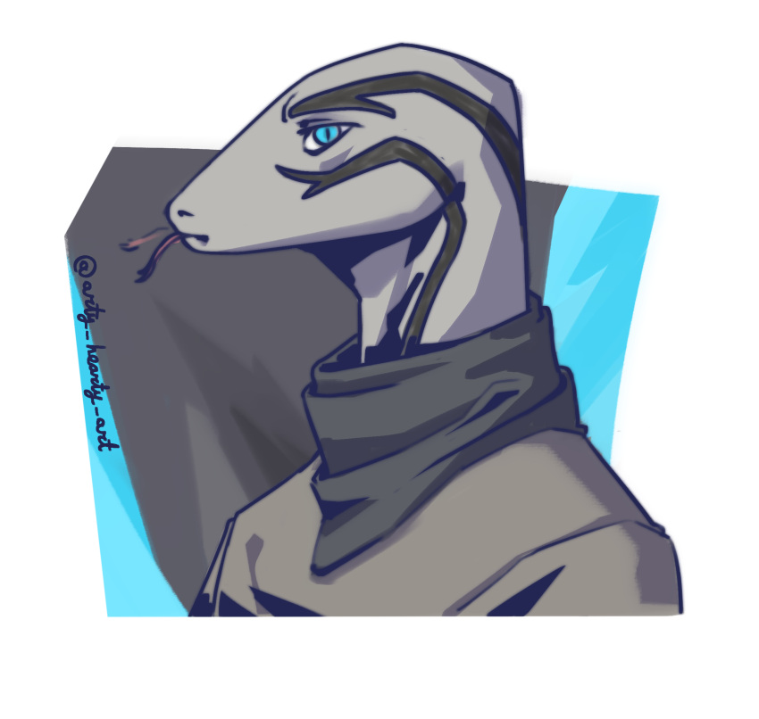 1:1 2023 alpha_channel ambiguous_gender anthro artyhearty blue_heart clothed clothing digital_drawing_(artwork) digital_media_(artwork) grey_body grey_clothing grey_markings grey_shirt grey_skin grey_topwear hi_res lizard looking_at_viewer markings monitor_lizard portrait reptile scalie scarf shaded shirt simple_background solo tongue_flick tongue_flicking topwear transparent_background valo_(0xba5e64)