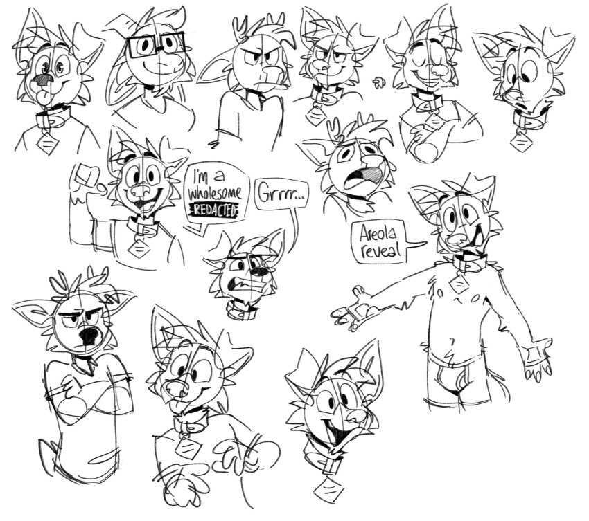 angry anthro antlers black_and_white bovid boxer_briefs boxer_briefs_only bulge canid canine canis caprine clothed clothing crossed_arms darwin_(tinydeerguy) deer dialogue domestic_dog english_text eyes_closed eyewear gary_(tinydeerguy) glasses goat group half-closed_eyes hi_res horn male mammal matt_riskely monochrome narrowed_eyes navel nipples open_mouth raising_fist shirt simple_background sketch surprise t-shirt teeth_showing text tinydeerguy tongue tongue_out tongue_showing toony topless topwear underwear underwear_only white_background