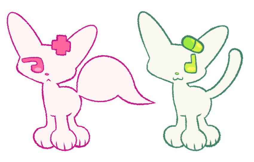 ambiguous_gender ambiguous_species drugs duo female_(lore) feral labbit1337 male_(lore) pills simple_background white_background