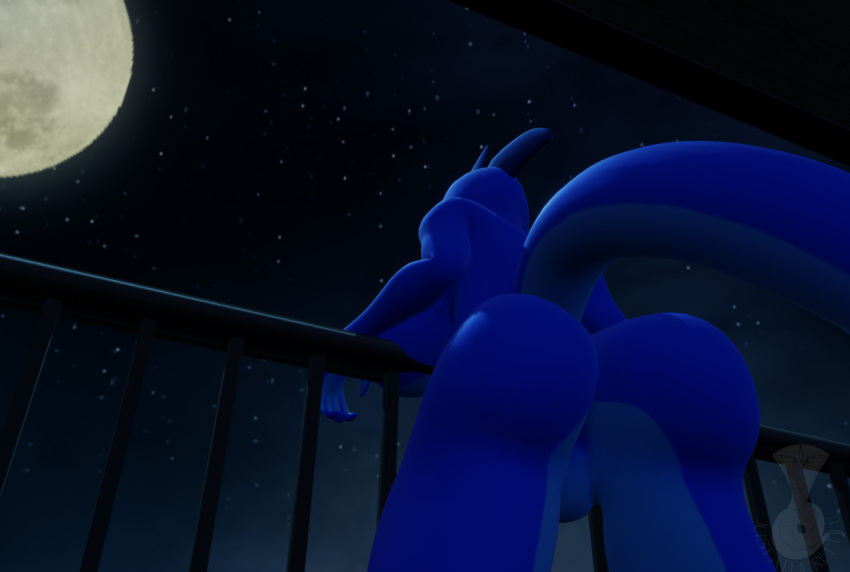 2021 3d_(artwork) anthro balcony big_breasts blender_(software) blue_body blue_scales blue_skin breasts butt digital_media_(artwork) featureless_breasts featureless_crotch female herm_(lore) intersex_(lore) june_(justathereptile) justathereptile komodo_dragon leaning leaning_on_railing lizard low-angle_view monitor_lizard moon night non-mammal_breasts nude outdoor_nudity outside railing reptile scales scalie scutes sky solo star tail watermark