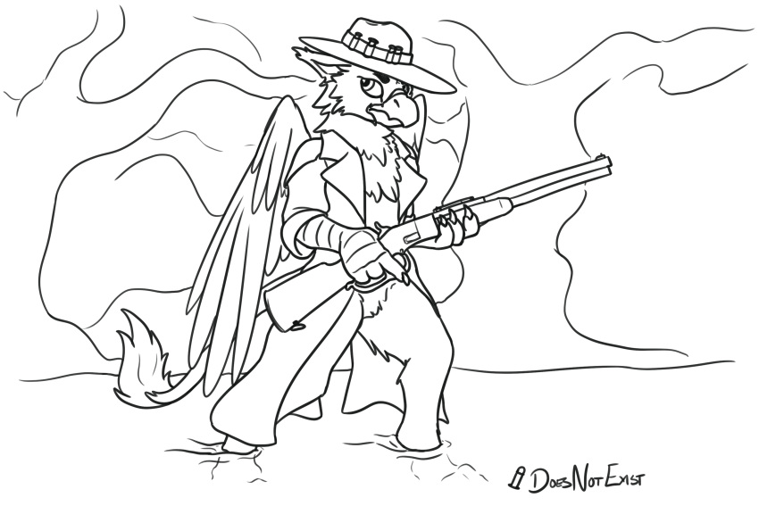 allister anthro avian cowboy gryphon gun hi_res hunt_showdown hunter male mythological_avian mythology ranged_weapon rifle solo swamp weapon