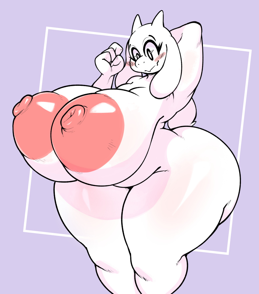 absurd_res anthro areola big_areola big_breasts big_butt blush boss_monster bovid breasts butt caprine female floppy_ears goat hand_behind_head hi_res horn huge_areola huge_breasts huge_butt huge_hips huge_thighs hyper hyper_breasts mammal nipples nude pink_areola pink_nipples solo thick_thighs toriel undertale undertale_(series) virito white_body wide_hips