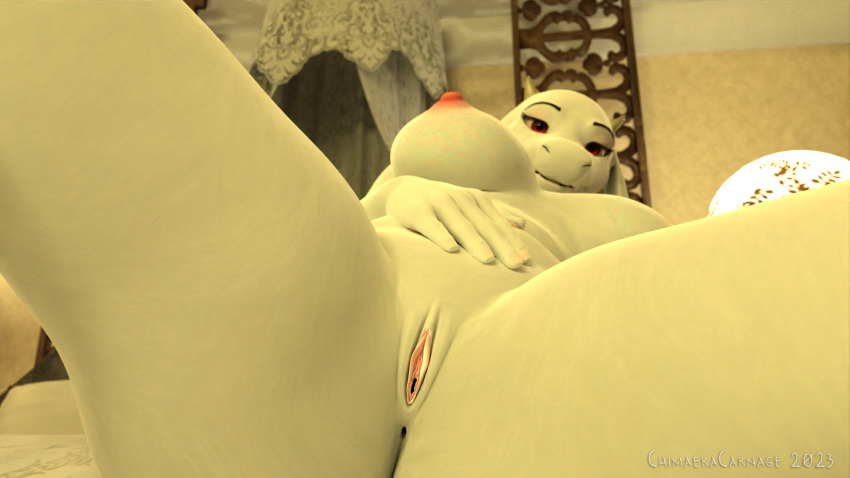 anus bed bedroom big_breasts boss_monster bovid breasts caprine chimaeracarnage close-up female fur furniture genitals hand_on_stomach hi_res horn mammal presenting presenting_anus presenting_pussy pussy red_eyes slightly_chubby solo toriel undertale undertale_(series) white_body white_fur