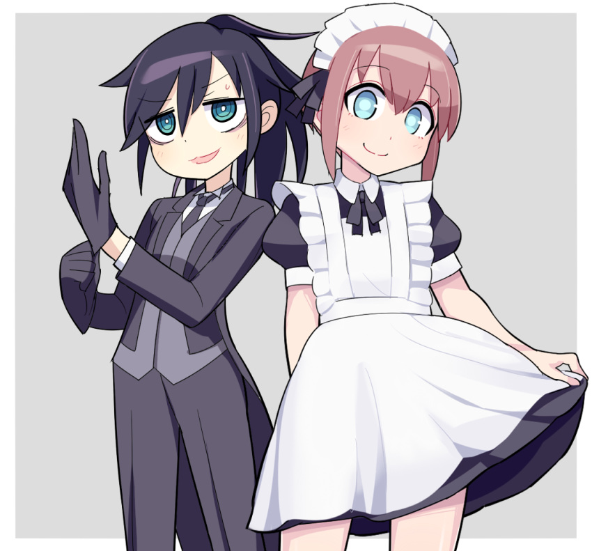 1boy 1girl black_hair blue_eyes brown_hair butler crossdressing female_butler green_eyes hospital_king kuroki_tomoko maid wada_(watamote) watashi_ga_motenai_no_wa_dou_kangaetemo_omaera_ga_warui!