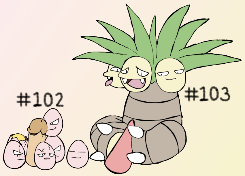 2_toes ambiguous_gender claws erection exeggcute exeggutor feet feral foot_fetish foot_play footjob generation_1_pokemon genitals hashtag hi_res humanoid_genitalia humanoid_penis id_number male nintendo number open_mouth penis pokemon pokemon_(species) secretsableye sex simple_background text toe_claws toes tongue tongue_out two-footed_footjob