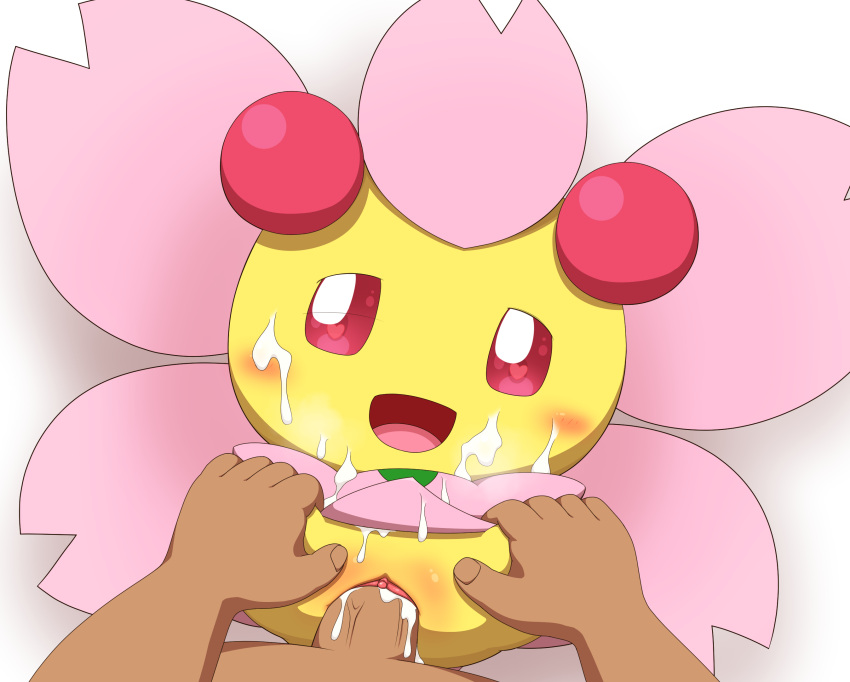 &lt;3 &lt;3_eyes blush bodily_fluids cherrim cum cum_in_pussy cum_inside cum_on_face duo female generation_4_pokemon genital_fluids genitals hi_res holding_partner human humanoid_genitalia humanoid_penis interspecies larger_human larger_male male male/female mammal minami_(artist) nintendo penetration penile penile_penetration penis penis_in_pussy pink_body pink_eyes pokemon pokemon_(species) pokephilia pussy pussy_juice sex shiny_pokemon simple_background size_difference smaller_female smaller_penetrated sunshine_form_cherrim vaginal vaginal_penetration white_background