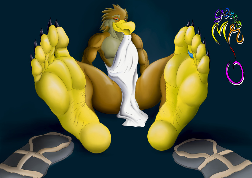 absurd_res accipitrid accipitriform avian avien aztec beak bird claws clothing eagle feet foot_focus footwear hi_res high_heels mroleoso paws sandals soles talons teasing toes wrinkles zachariah