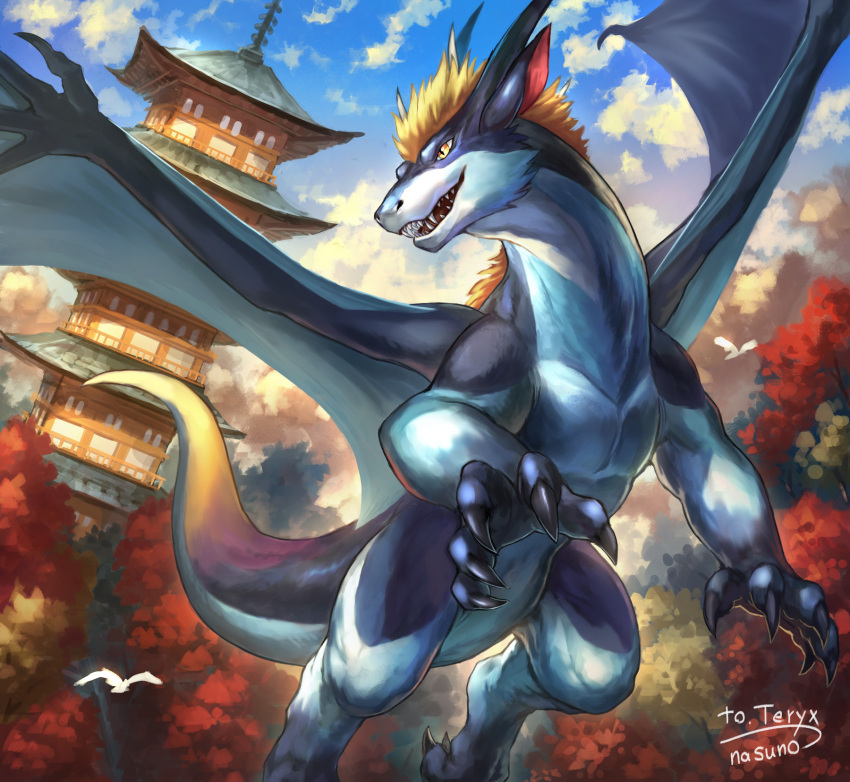 autumn dragon feral hi_res japan raining shrine teryx teryx_commodore