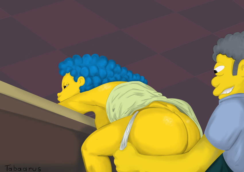 absurd_res drunk female hi_res human humanoid male male/female mammal marge_simpson mature_female moe_szyslak substance_intoxication tabaarus the_simpsons