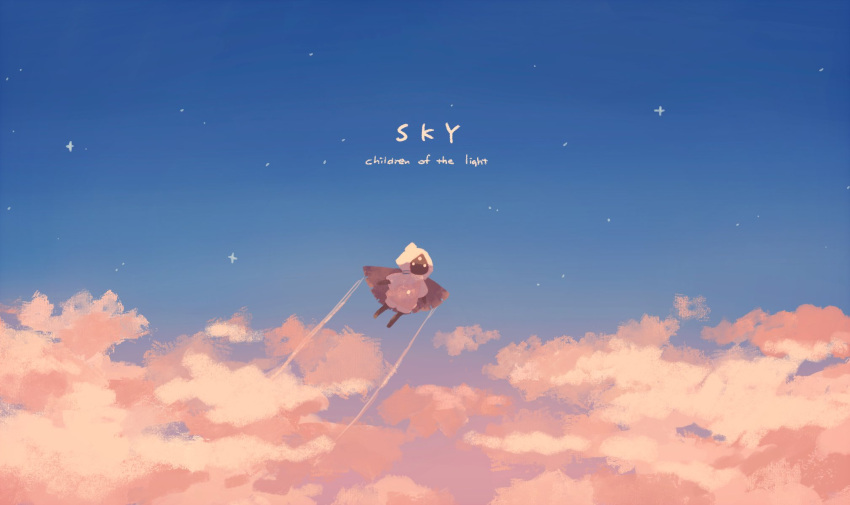 cloud flying highres ni_niu non-web_source pifi_(sky:_children_of_the_light) sky:_children_of_the_light star_(sky) white_hair