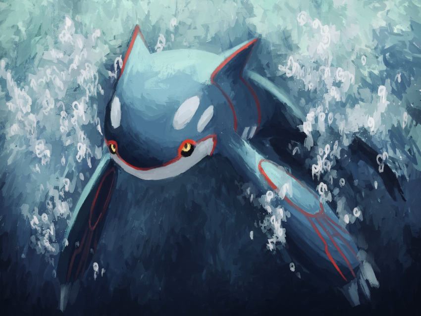 7_phi_3 animal_focus black_sclera blue_skin body_markings claws colored_sclera colored_skin commentary_request highres kyogre no_humans orca pokemon pokemon_(creature) solo water yellow_eyes