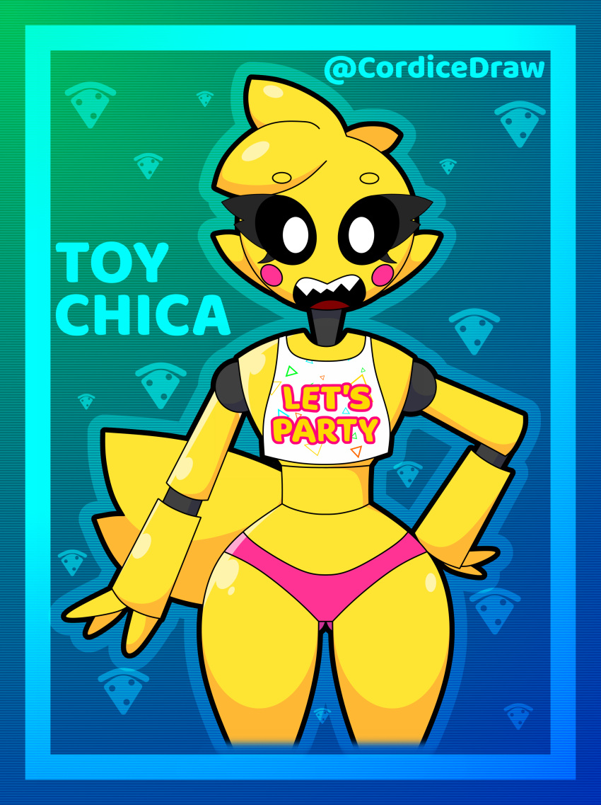 absurd_res animatronic anthro bib cordicedraw female five_nights_at_freddy's five_nights_at_freddy's_2 hi_res machine robot scottgames toy_chica_(fnaf)