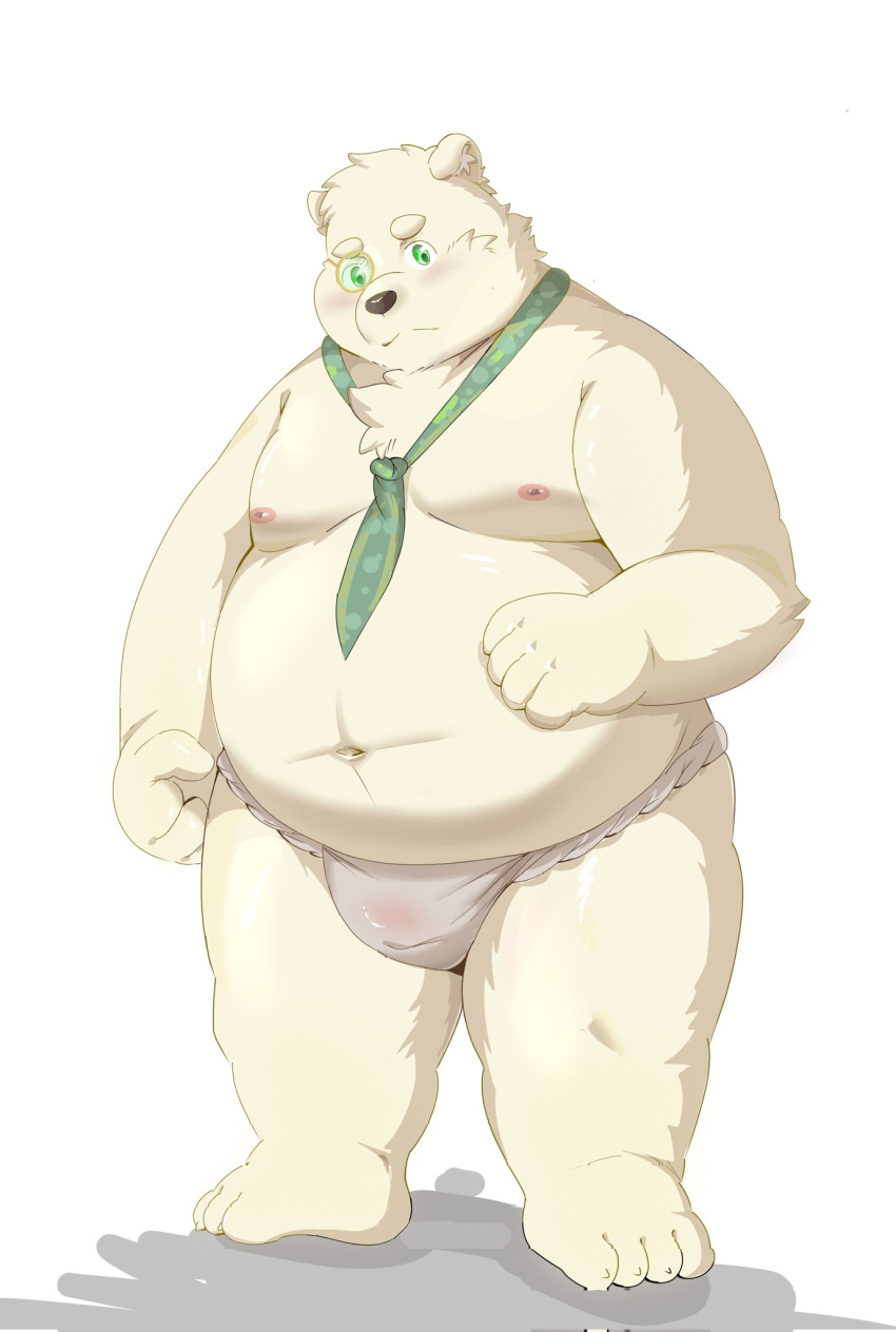 2023 anthro asian_clothing bear belly big_belly black_nose blush clothing east_asian_clothing fundoshi hi_res humanoid_hands japanese_clothing kemono male mammal moobs navel nipples overweight overweight_male polar_bear solo tengzai05 underwear ursine white_clothing white_fundoshi white_underwear