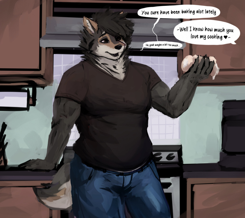 anthro dialogue hi_res male muscular muscular_anthro muscular_male silverfang725 solo speech_bubble tagme weight_gain