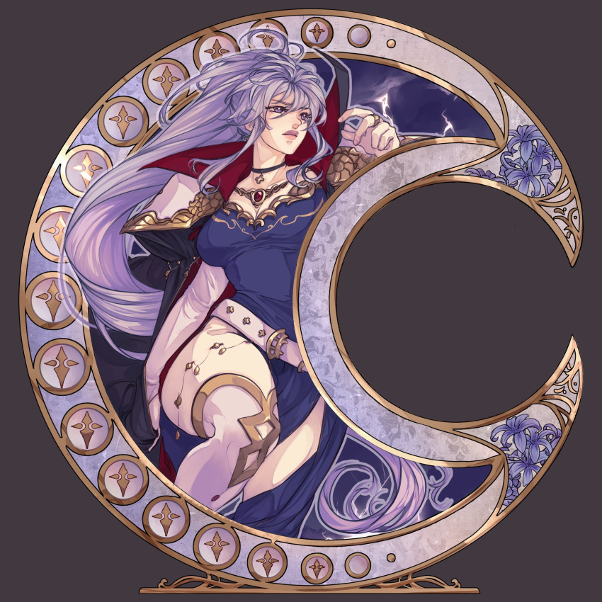 1girl absurdres armor belt fire_emblem fire_emblem:_genealogy_of_the_holy_war highres iaurencin ishtar_(fire_emblem) jewelry long_hair necklace pauldrons purple_eyes purple_hair shoulder_armor thighs very_long_hair