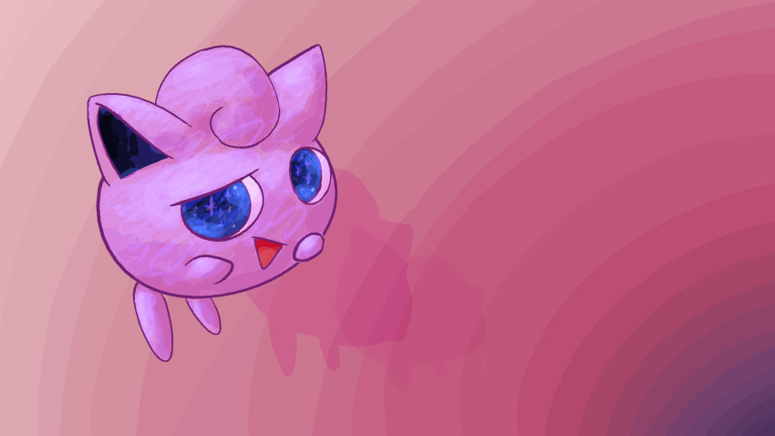 16:9 abstract_background ambiguous_gender feral flying generation_1_pokemon hi_res jigglypuff jwatch looking_aside looking_at_viewer nintendo nude open_mouth pink_body pokemon pokemon_(species) smile solo waddling_head wallpaper widescreen