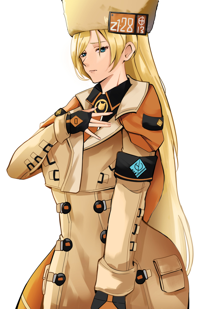 1girl absurdres blonde_hair chart drawing guilty_gear guilty_gear_strive highres long_hair military_uniform millia_rage shadowcero uniform worried