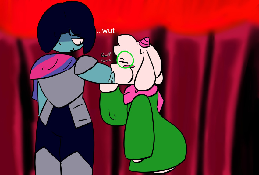 absurd_res anthro armor bovid caprine caught clothed clothing comic deadpan deltarune digital_drawing_(artwork) digital_media_(artwork) duo english_text fur goat hair hand_in_mouth hi_res human human_on_anthro humanoid imminent_vore interspecies kris_(deltarune) looking_pleasured male male/male mammal no_shading panicking questionable_consent questioning_tone ralsei scarf simple_background soft_vore surprise swallowing text toastyloaf unconvincing_armor undertale_(series) vore