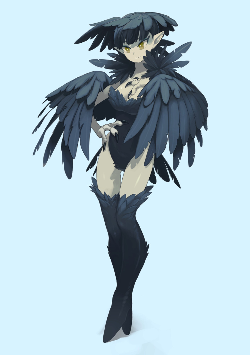 absurd_res animal_humanoid avian avian_humanoid bird_humanoid european_mythology feathered_wings feathers female greek_mythology harpy hi_res humanoid humanoid_pointy_ears imo10yen mythological_avian mythology solo talon_hands wings