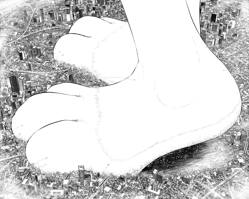 3_toes anthro barefoot building city cityscape destruction feet foot_focus hi_res lagomorph leporid macro mammal micro rabbit solo toes xtreme7