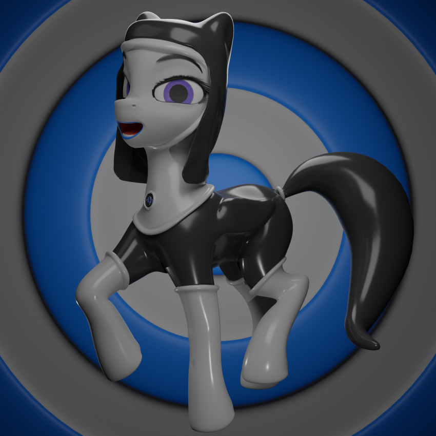 blender_(software) clothing comorito equid equine female feral hasbro hi_res lady_lightning_strike_(oc) mammal my_little_pony nun pegasus rubber rubber_clothing rubber_suit wings